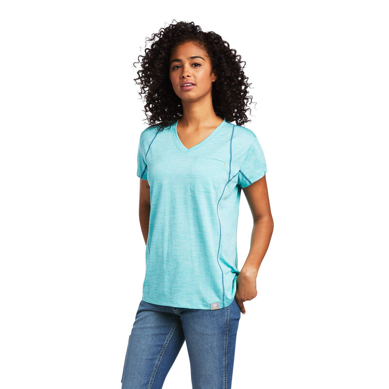 Camisetas Ariat Rebar Evolution Turquesa Mujer - Chile 498-GESHRX